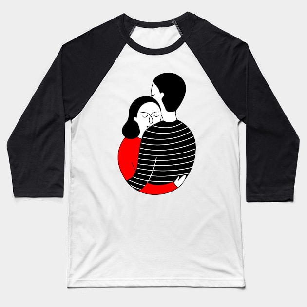 Couple in an embrace Baseball T-Shirt by Savvalinka